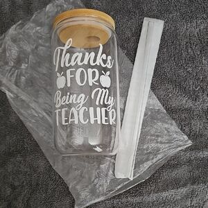 Glass Teacher Appreciation Jar with Bamboo Lid